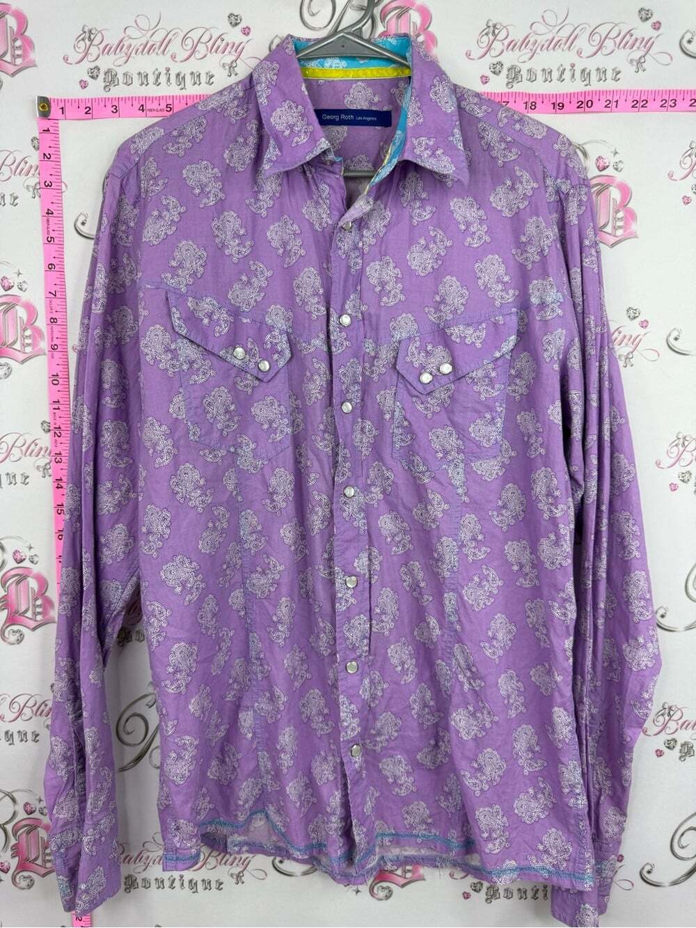 Georg Roth Los Angeles shirt Purple Paisley Western Button-Down Shirt